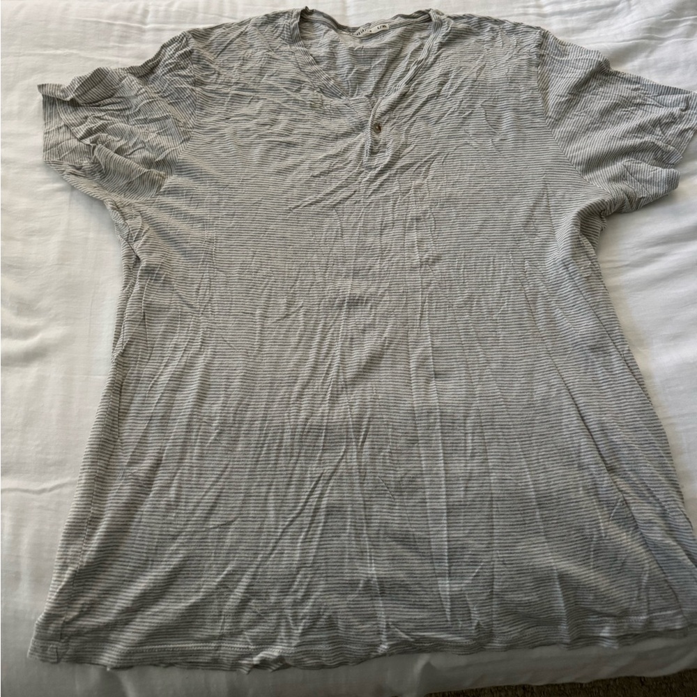 Marine Layer Gray Striped Short Sleeve Tee